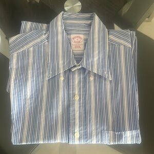 Brooks Brothers Classic Blue and White Striped Shirt Unworn Sz. MEDIUM